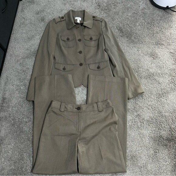 Ann Taylor LOFT Safari Suit Set Taupe Utility Chic Size 6 Workwear - Picture 4 of 16